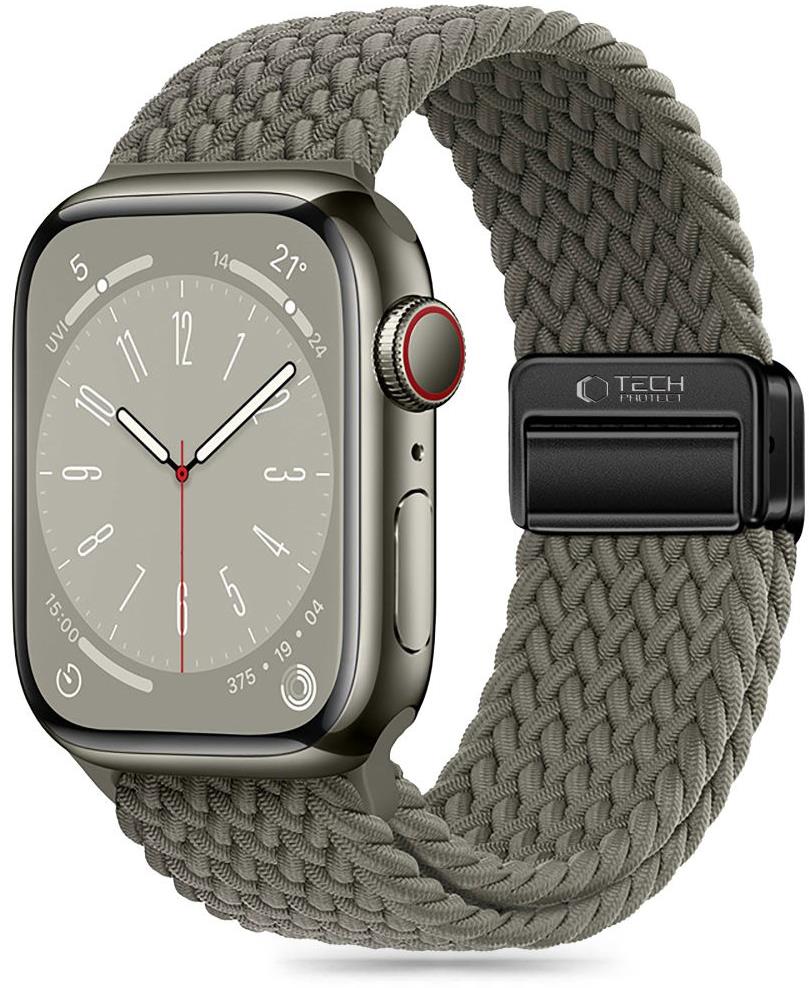 Tech-Protect Nylon Mag na Apple Watch 44 / 45 / 49 mm, olivově šedý
