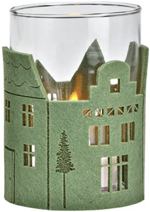 TEXTILOMANIE Skleněný svícen Green Houses 13 cm zelený - různé varianty