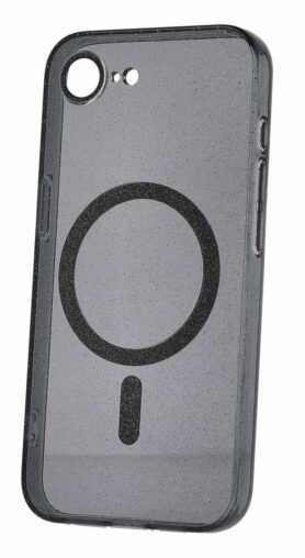 TopQ Glitter Magsafe pro iPhone 16e black clear