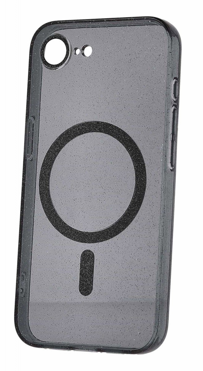 TopQ Glitter Magsafe pro iPhone 16e black clear