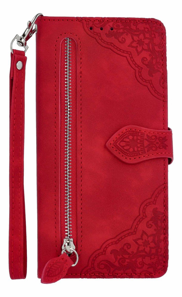 TopQ Pouzdro Xiaomi Redmi Note 14 5G knížkové se zipem červené 136680