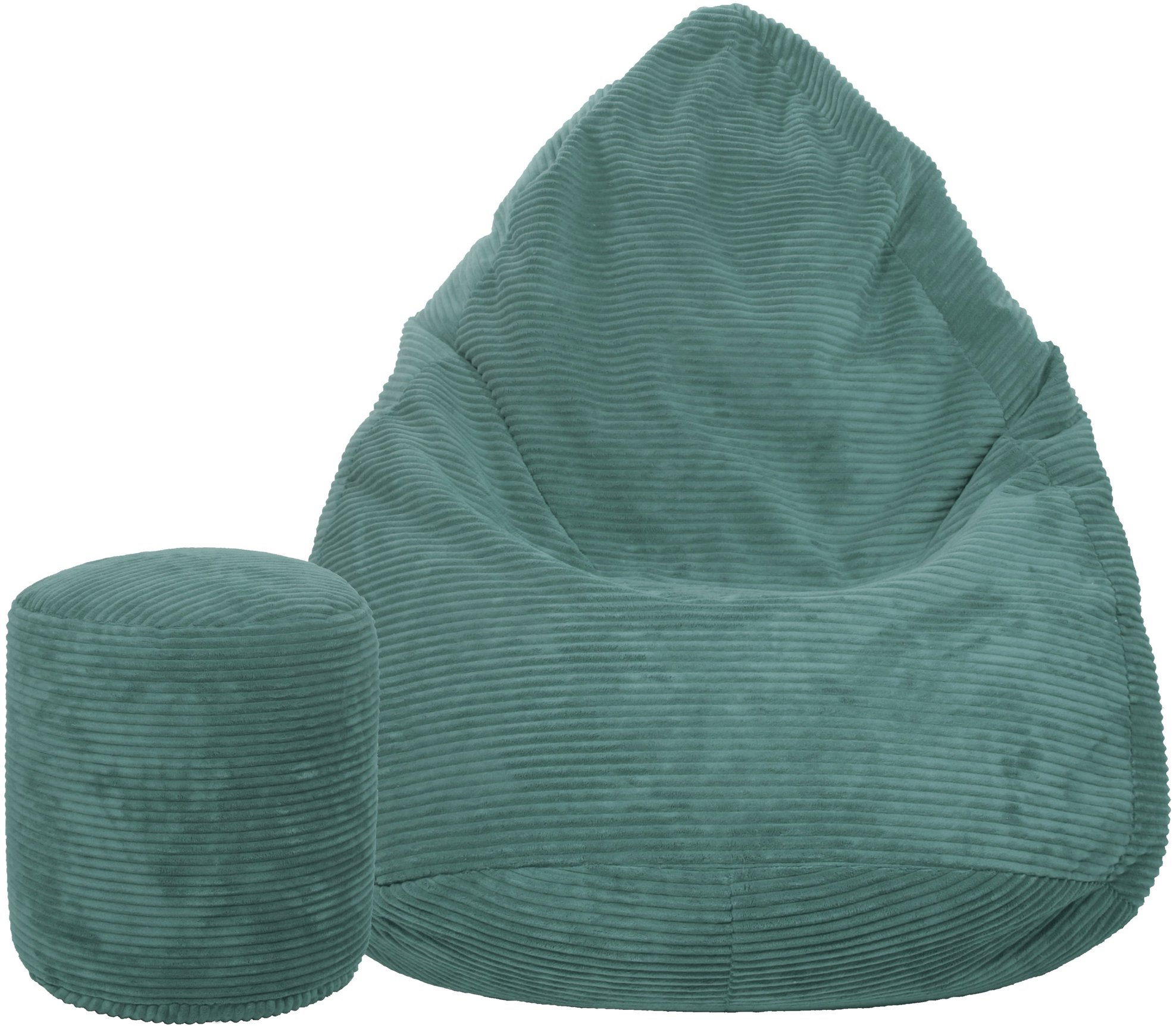 TopKing Sedací vak + podnožník XL manšestr Lincoln, tyrkysový, 125 cm