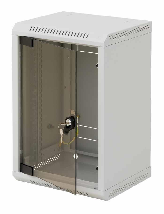 Triton RBA-04-AS3 - 10“ nástěnný rozvaděč 4U hl. 260mm, šedý, skleněné dveře