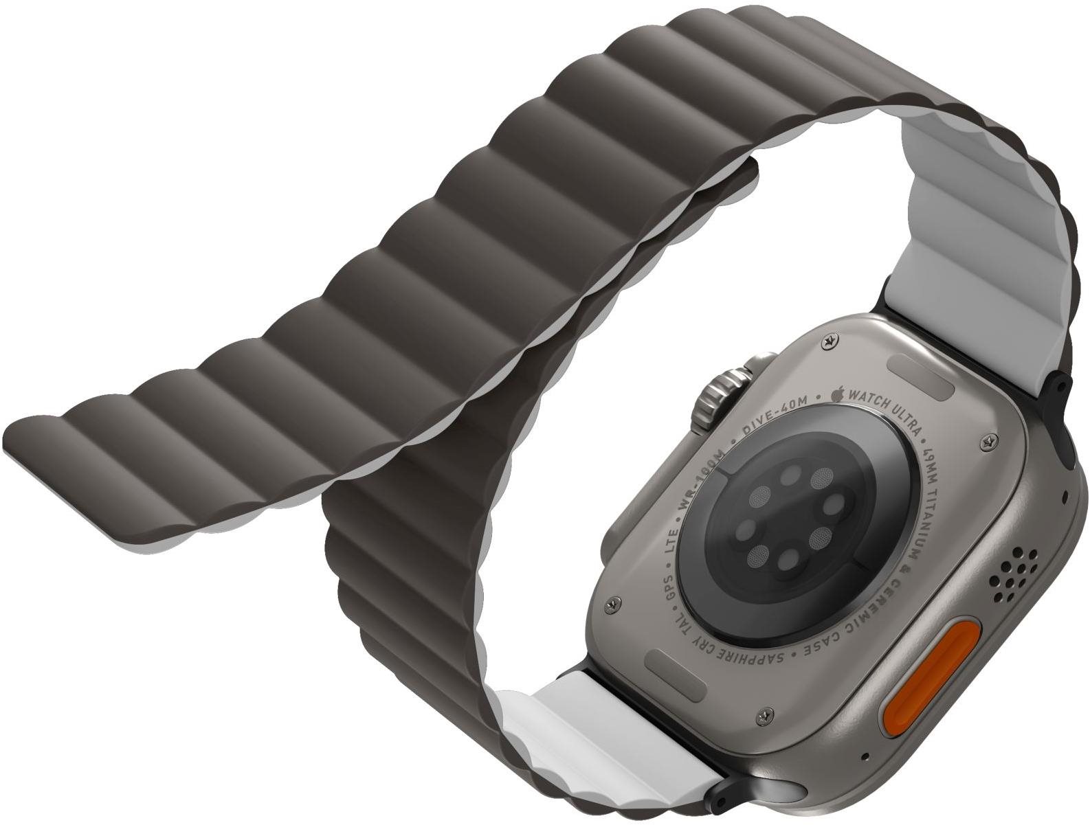 Uniq Revix Reversible Magnetic řemínek pro Apple Watch 42/44/45/Ultra 49mm šedý/bílý