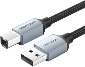 Vention Cotton Braided USB 2.0 A Male to B Male Printer Cable 1.5M Gray Aluminum Alloy Type