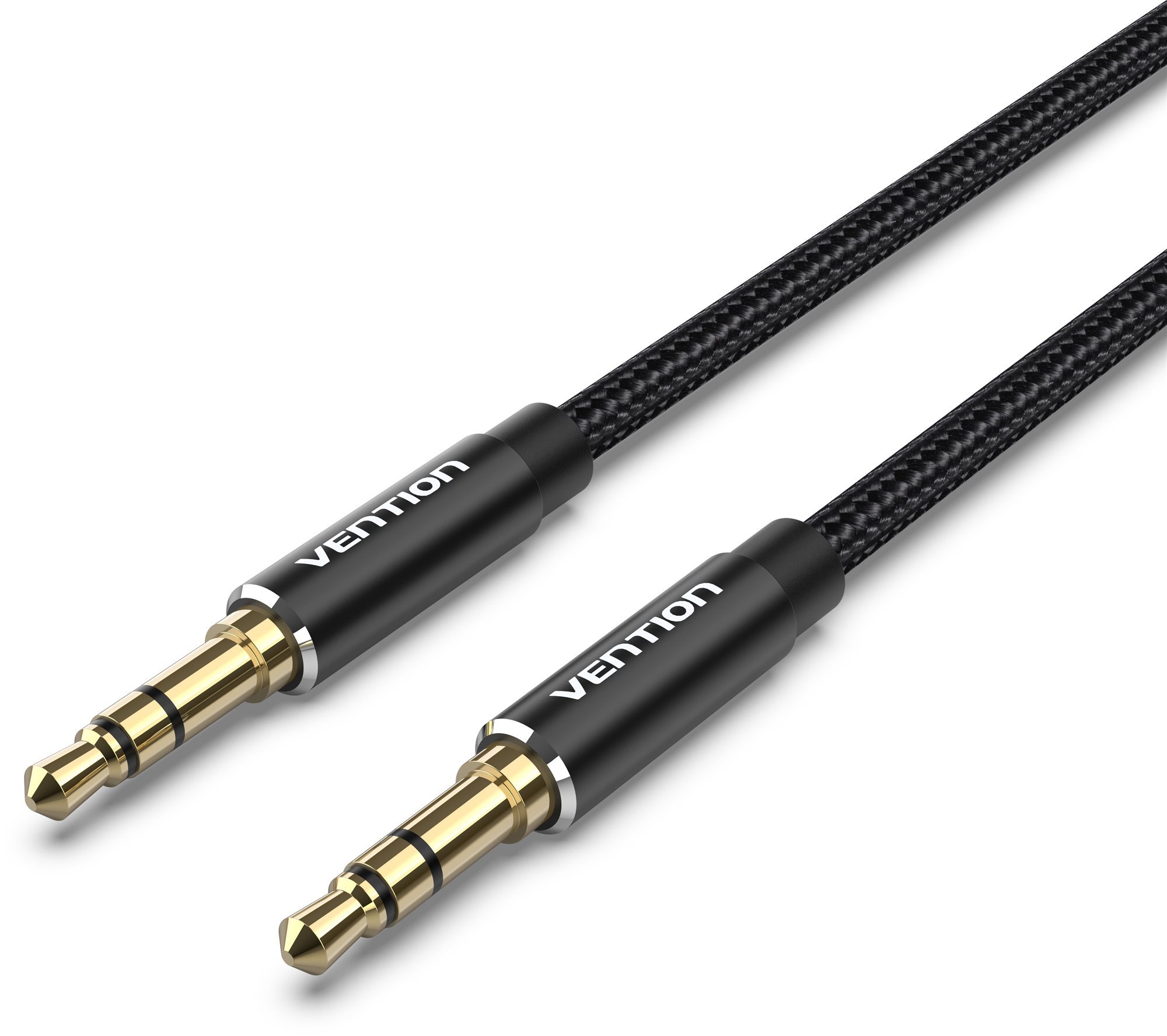 Vention Cotton Braided 3.5mm Male to Male Audio Cable 1.5m Black Aluminum Alloy Type