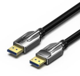 Vention Cotton Braided DP (DisplayPort) 2.0 10K Ultra Cable 5m Black Zinc Alloy Type