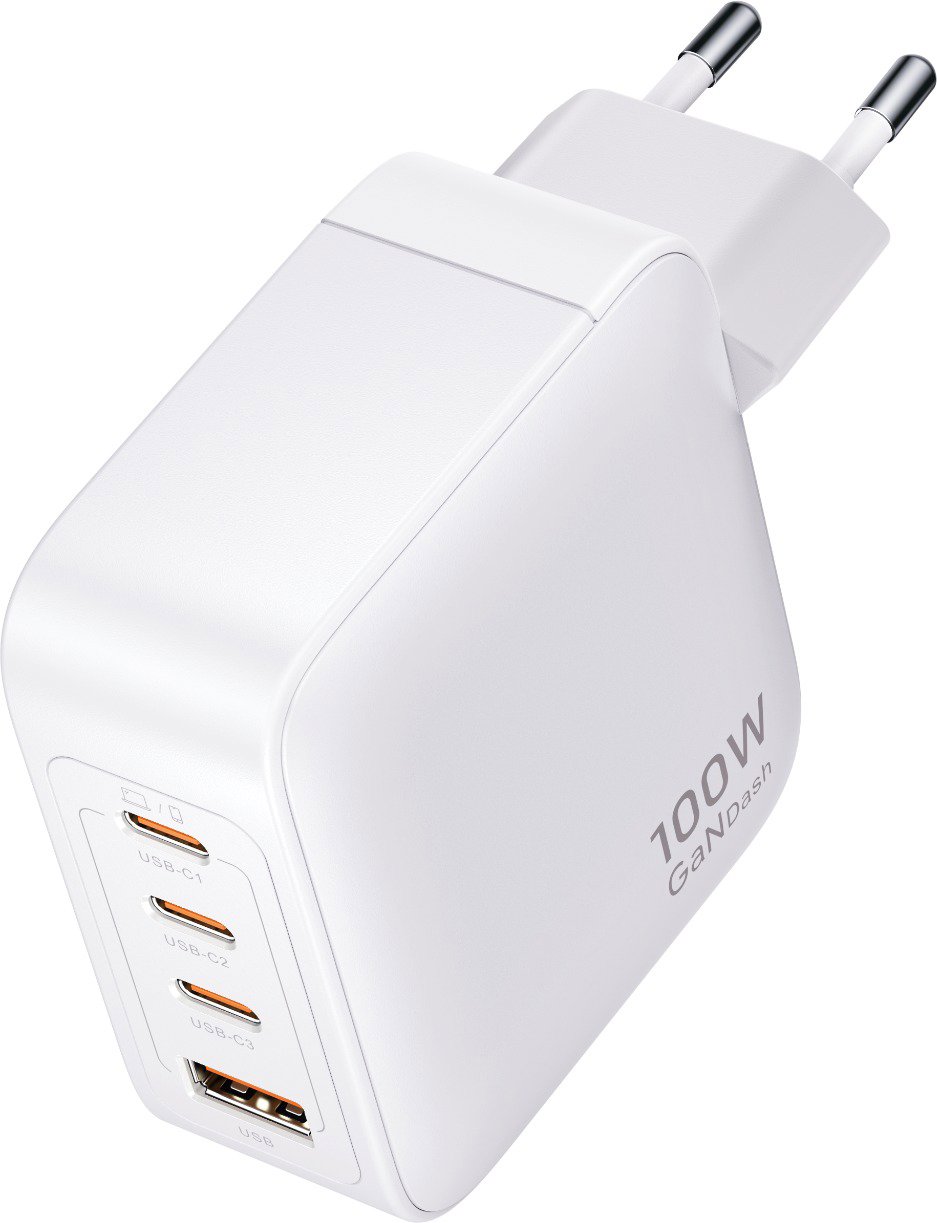 Vention 4-Port USB (C + C + C + A) GaN Charger (100W/100W/30W/30W) EU-Plug White