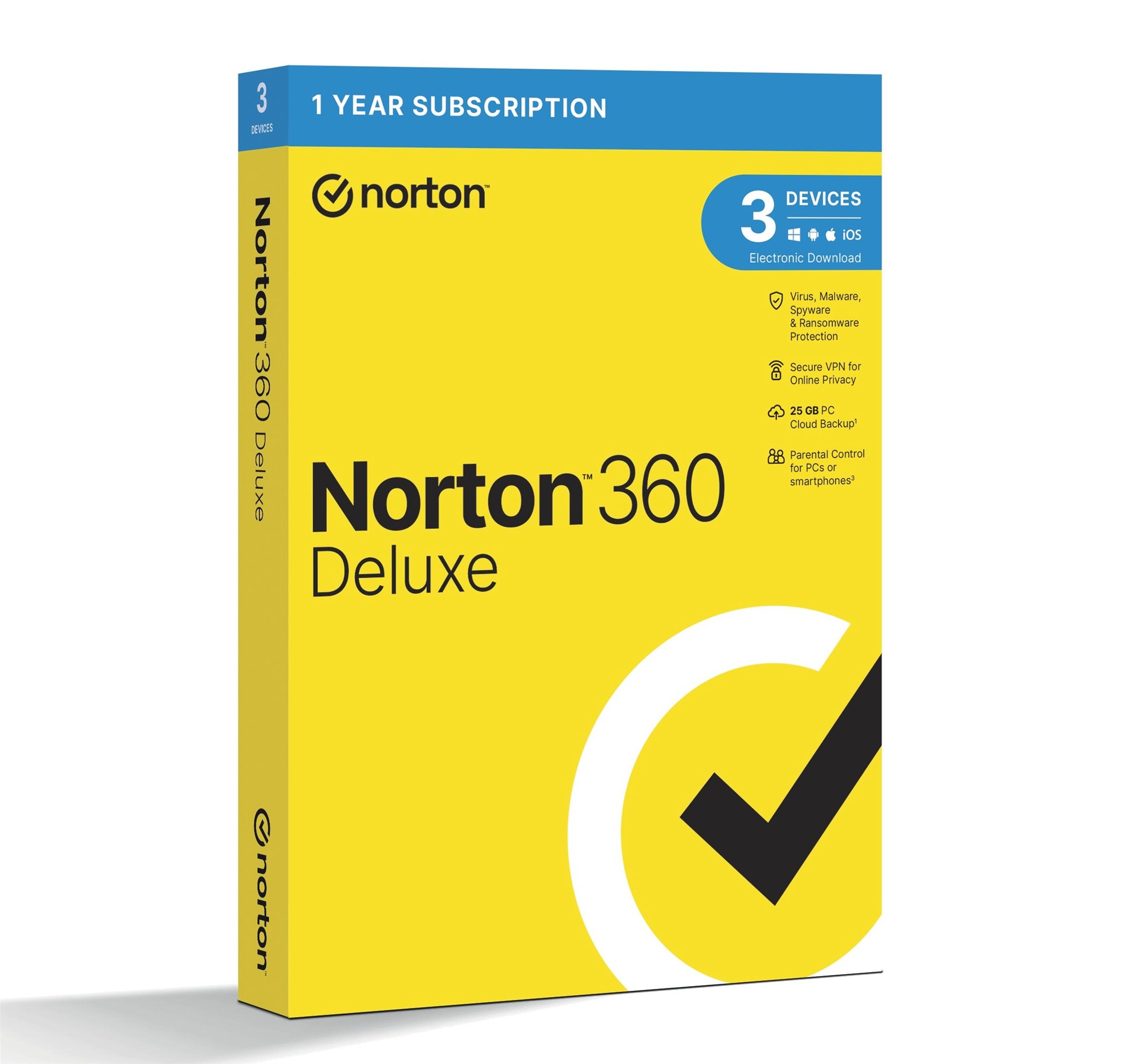 Norton 360 Deluxe 25GB, VPN, 1 uživatel, 3 zařízení, 12 měsíců (elektronická licence)