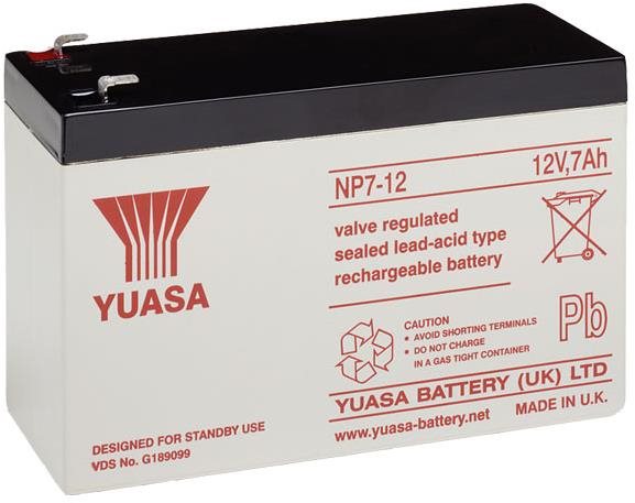 YUASA 12V 7Ah bezúdržbová olověná baterie NP7-12, faston 4,7 mm