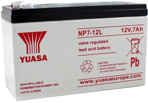 YUASA 12V 7Ah bezúdržbová olověná baterie NP7-12L, faston 6,3 mm