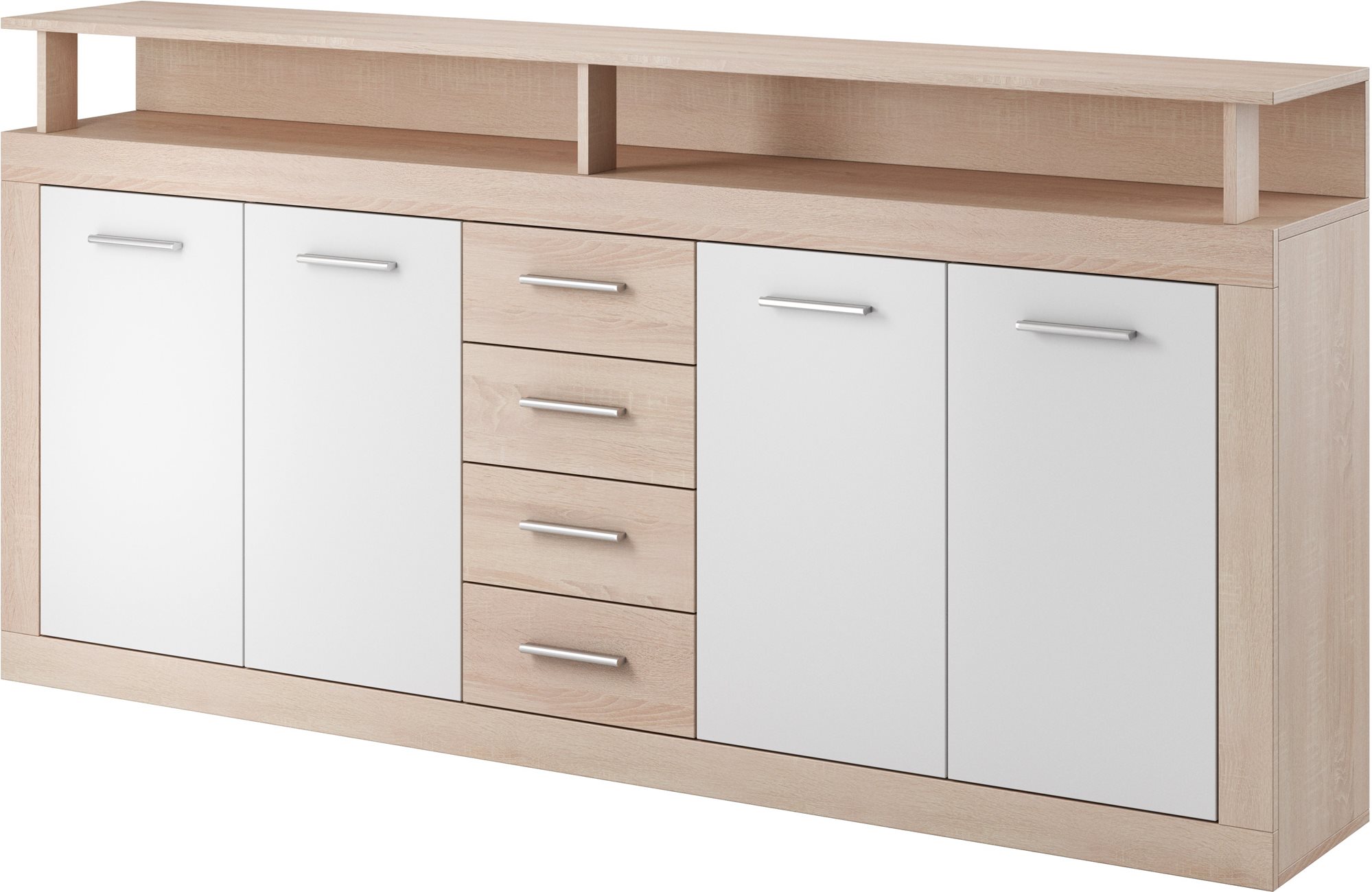 Komoda Luna XXL, dekor dub sonoma, bílá