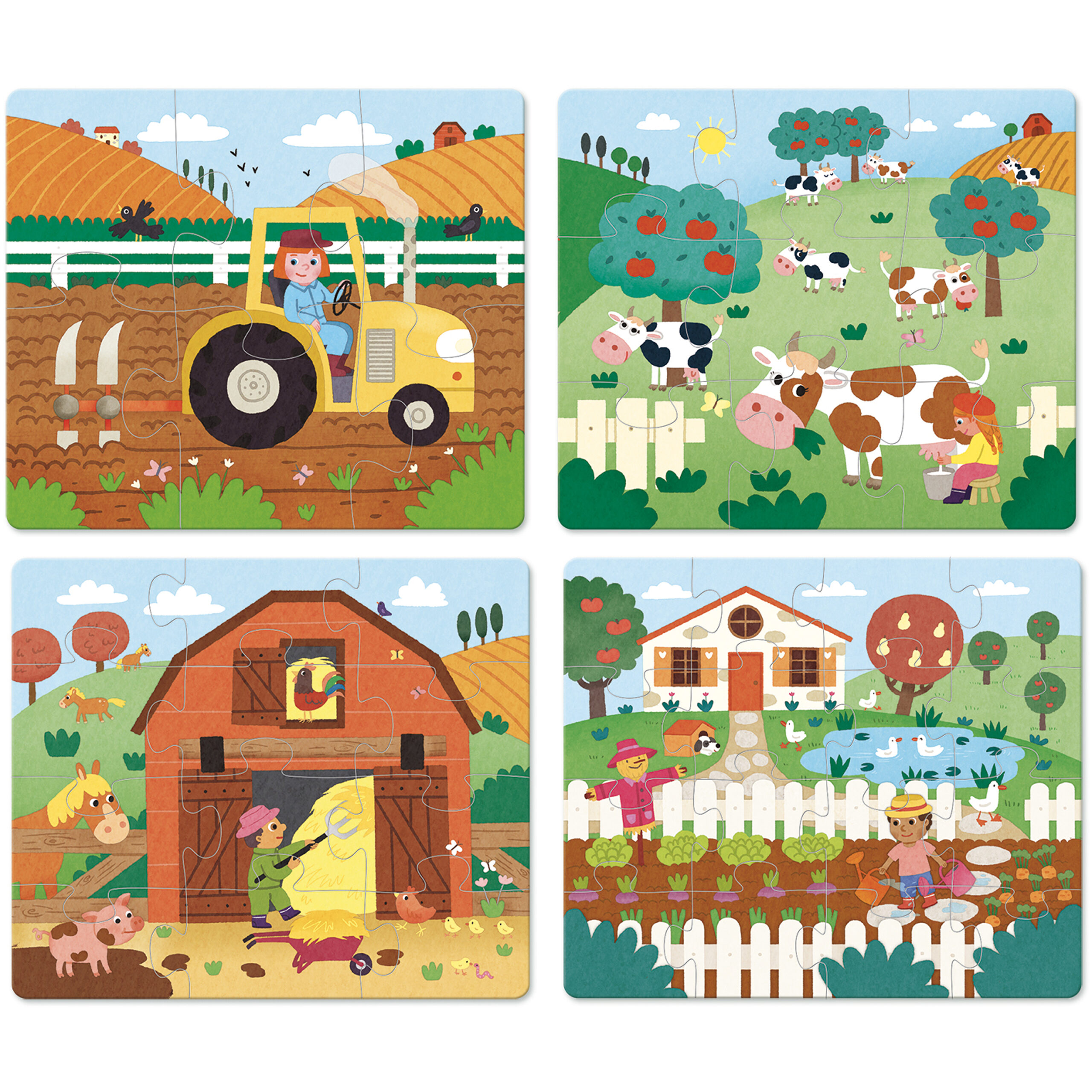 Vilac Dřevěné puzzle Farma 4 v 1