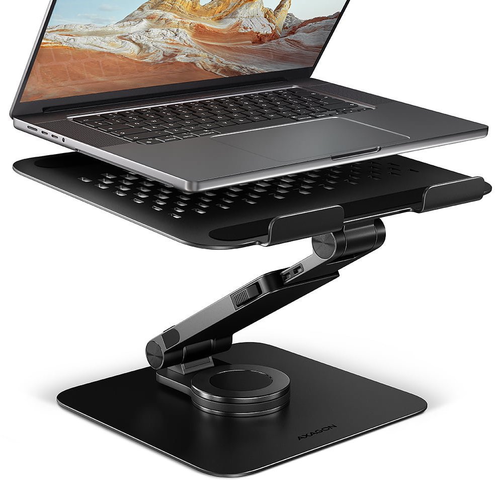 AXAGON STND-LRB hliníkový stojan na notebook 10"-17.3" nastavitelná výška a úhel, otočný, černý