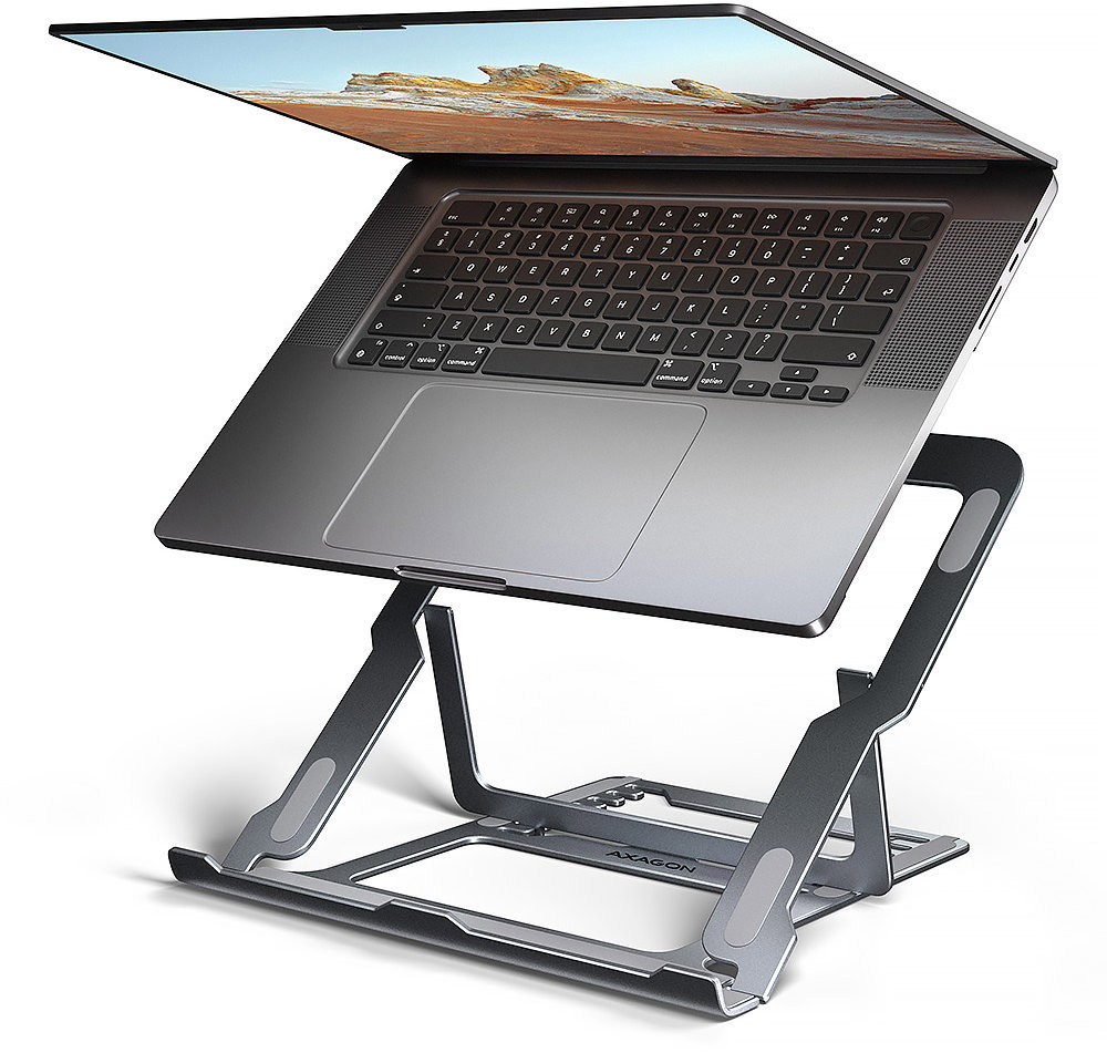 AXAGON STND-LAG hliníkový stojan na notebook 10"-17.3" nastavitelná výška, šedý