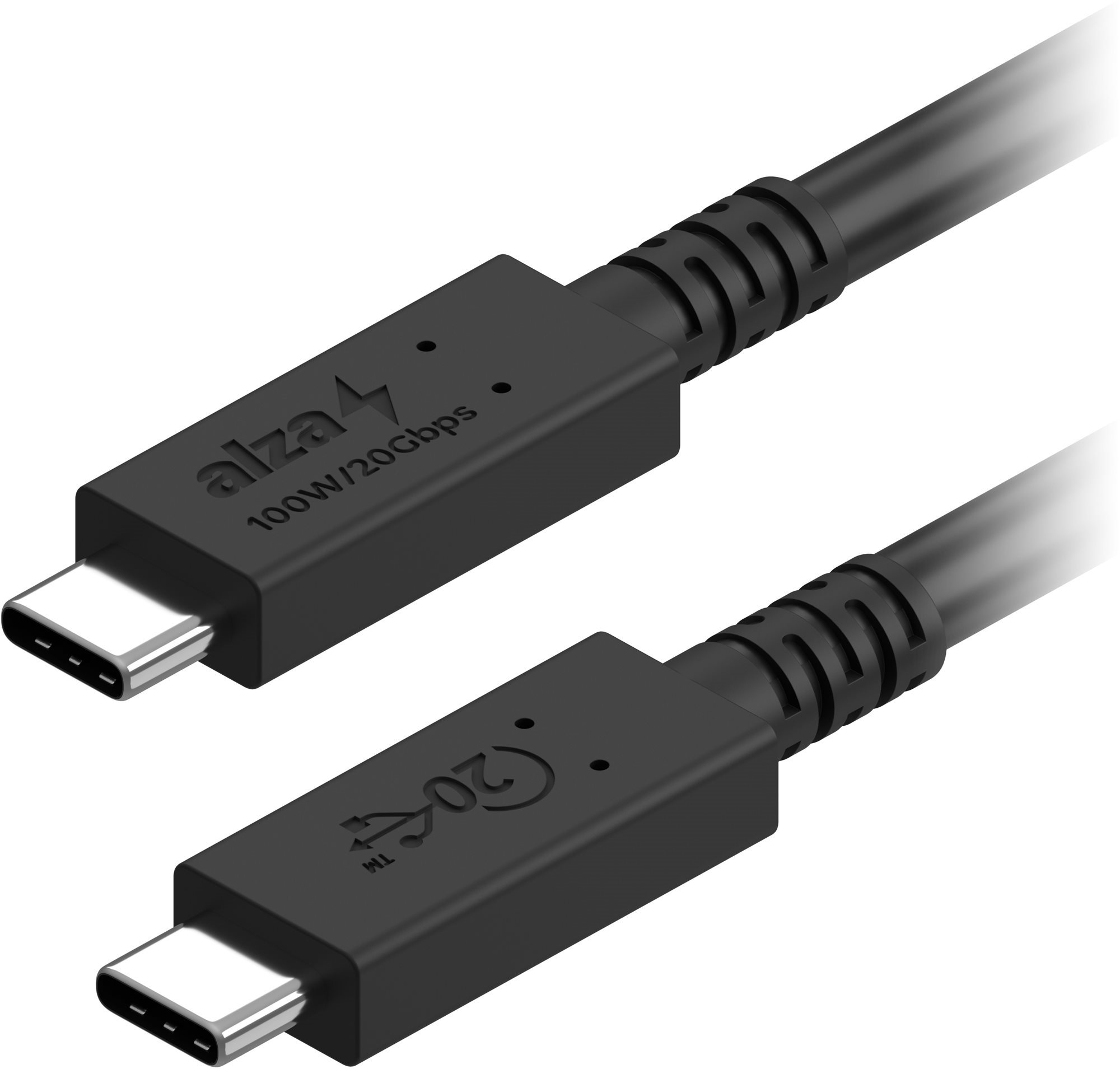 AlzaPower Core USB-C to USB-C USB4 100W 0.5m černý