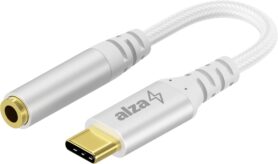 AlzaPower USB-C (M) to 3.5mm Jack (F) 0.1m stříbrný