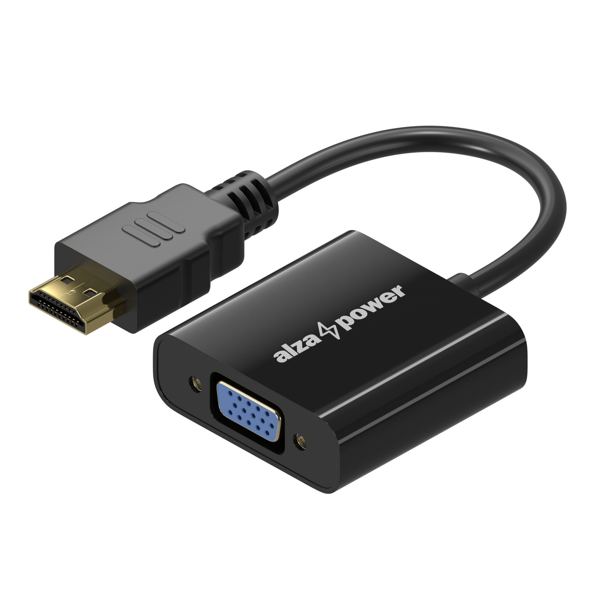 AlzaPower HDMI (M) to VGA (F) 0.18m lesklý černý