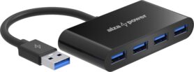AlzaPower USB hub USB-A (M) na 4× USB-A 3.0 (F) černý