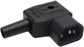 Bachmann Konektor síťový IEC320 C14 samec, 250 V/10 A, lomený, na kabel, černý (915.172)