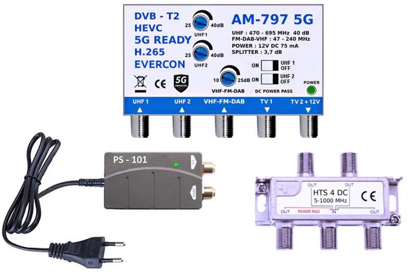 EVERCON anténní set pro 5 TV 797-101-5 pro DVB-T2