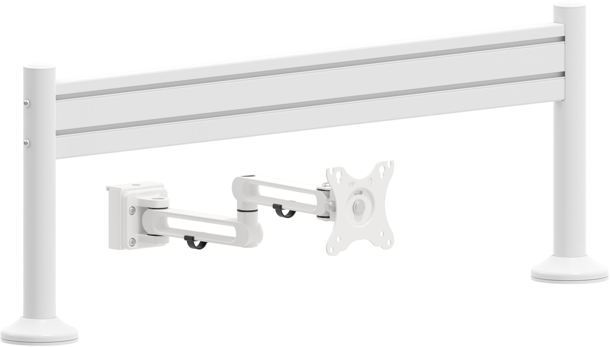 AlzaErgo Slatwall SWP110 Lišta bílá + SWDM210 Úchyty bílé + SWAS410 Držák bílý