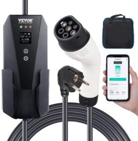VEVOR nabíjecí stanice pro elektromobily s obrazovkou typ 2, 16A 3,7 kW, 1 fáze, 8,6 m, CEE 7/7 230V