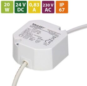 McLED Napájecí zdroj 20 W, DC24V / 0,63 A, IP67, do elektroinstalační krabice