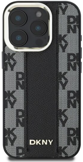 DKNY PU Leather Checkered Pattern Magsafe Zadní Kryt pro iPhone 16 Pro Max Black