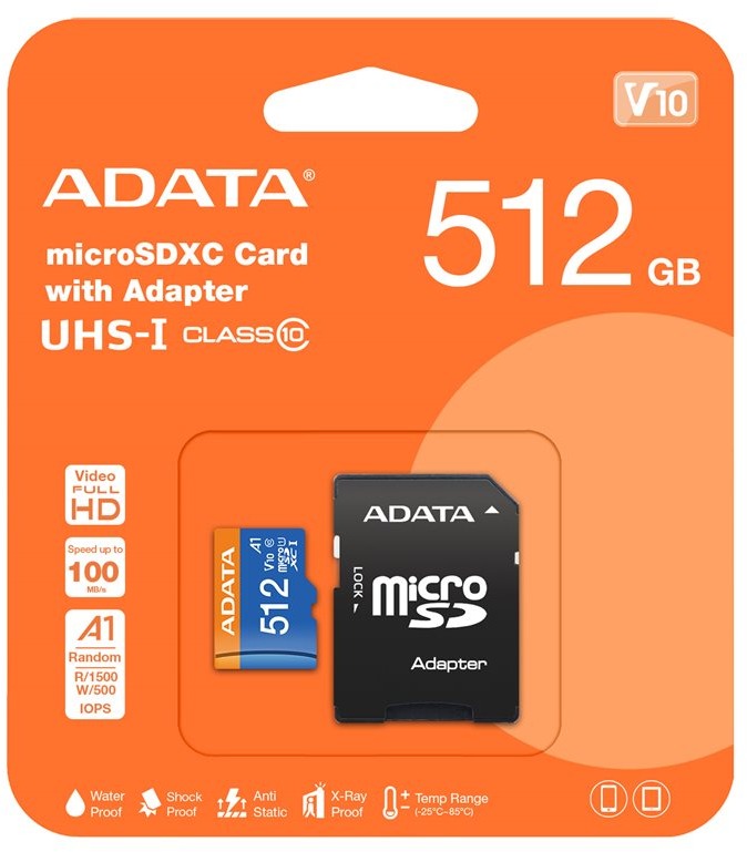 ADATA MicroSDXC 512GB Premier + SD adaptér