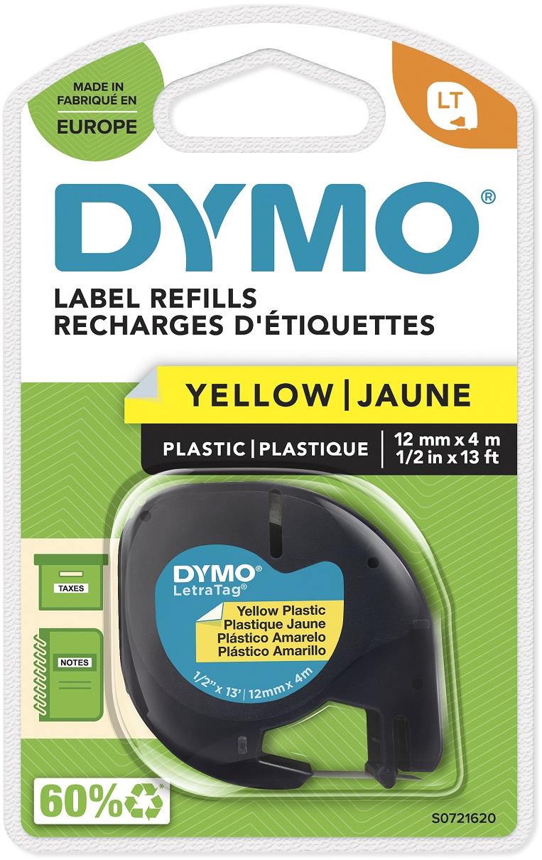 Dymo LetraTag páska plastová, žlutá, 12 mm × 4 m