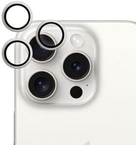 Epico hliníkové ochranné sklo na čočky fotoaparátu pro iPhone 15 Pro / 15 Pro Max  - bílý titan