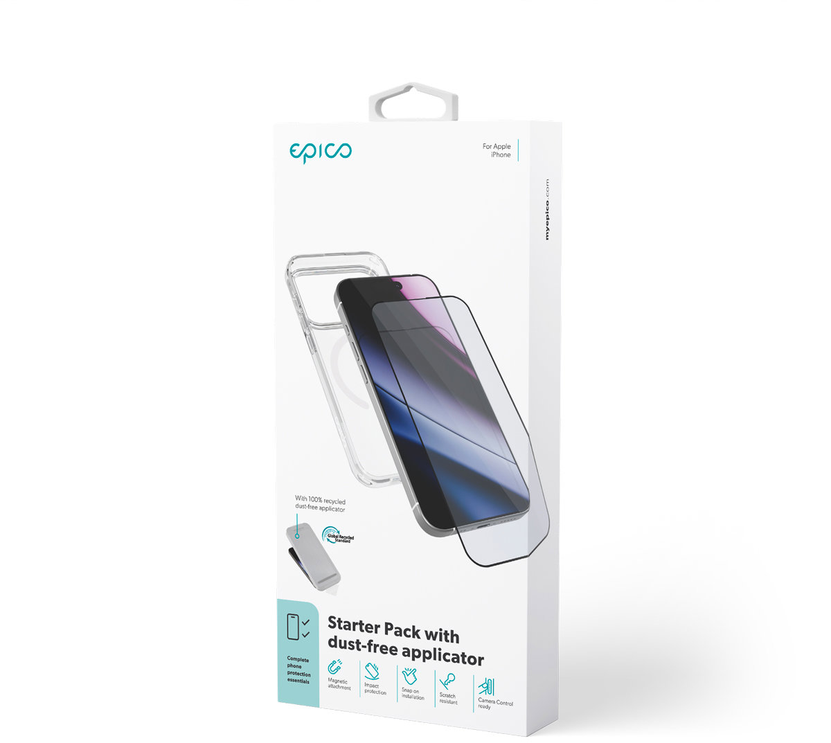 Epico Starter Pack pro iPhone 16 Pro Max - ochranné sklo a Hero Mag+ transparentní kryt