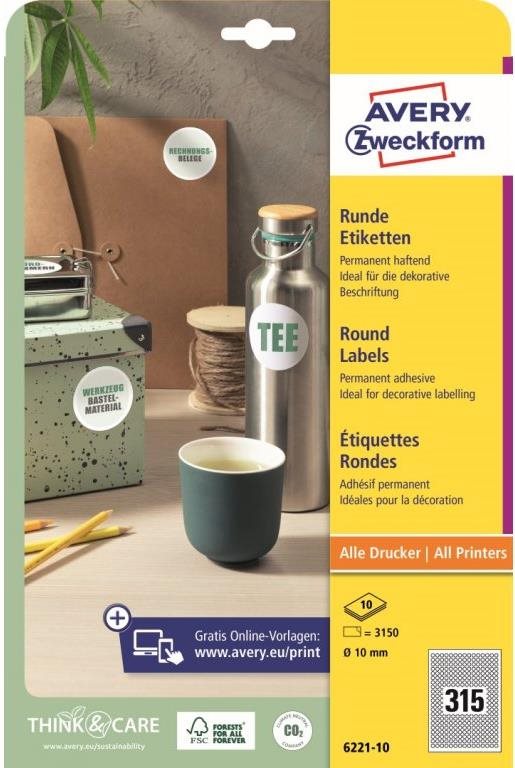 Avery Zweckform 6221-10 Kulaté samolepící etikety