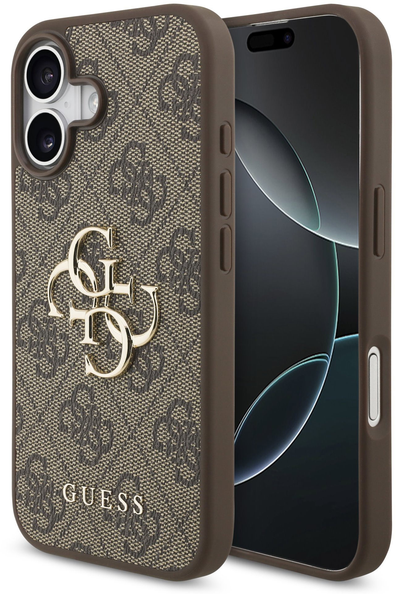 Guess PU 4G Metal Logo Zadní Kryt pro iPhone 17 Brown