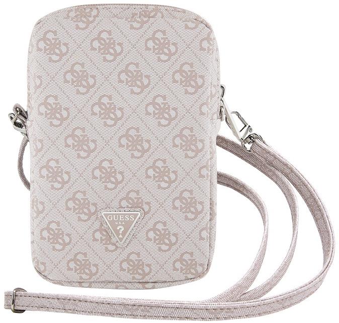 Guess PU 4G Triangle Logo Taška na Telefon se Zipem Pink