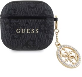 Guess 4G Script PC/PU Charm Pouzdro pro AirPods 4 Black