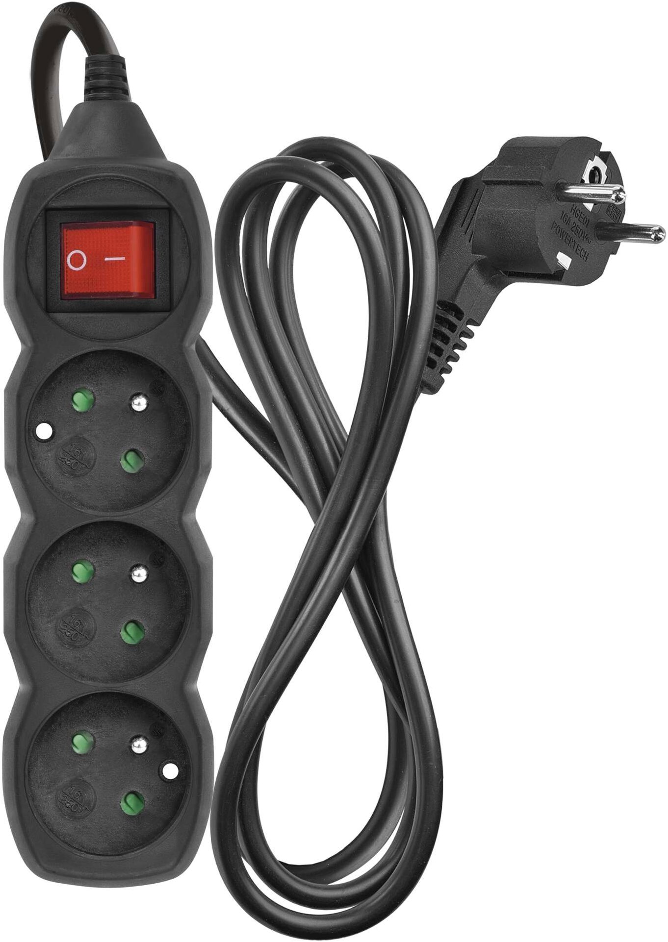 Emos prodlužovací 250V, 3x zásuvky, 1.5m, černý