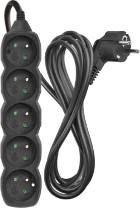 EMOS Prodlužovací kabel – 5 zásuvek, 3m, černý