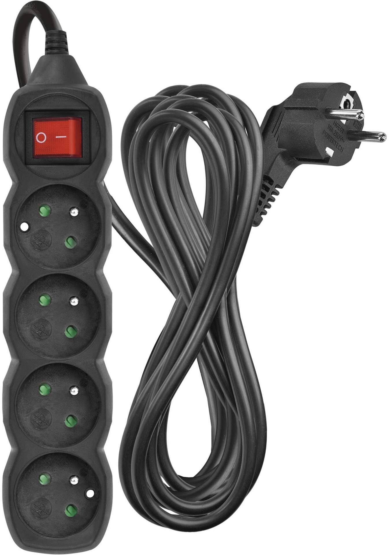 EMOS Prodlužovací kabel s vypínačem – 4 zásuvky, 5m, černý