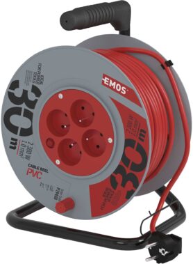 EMOS PVC prodlužovací kabel na bubnu – 4 zásuvky, 30m, 1mm2