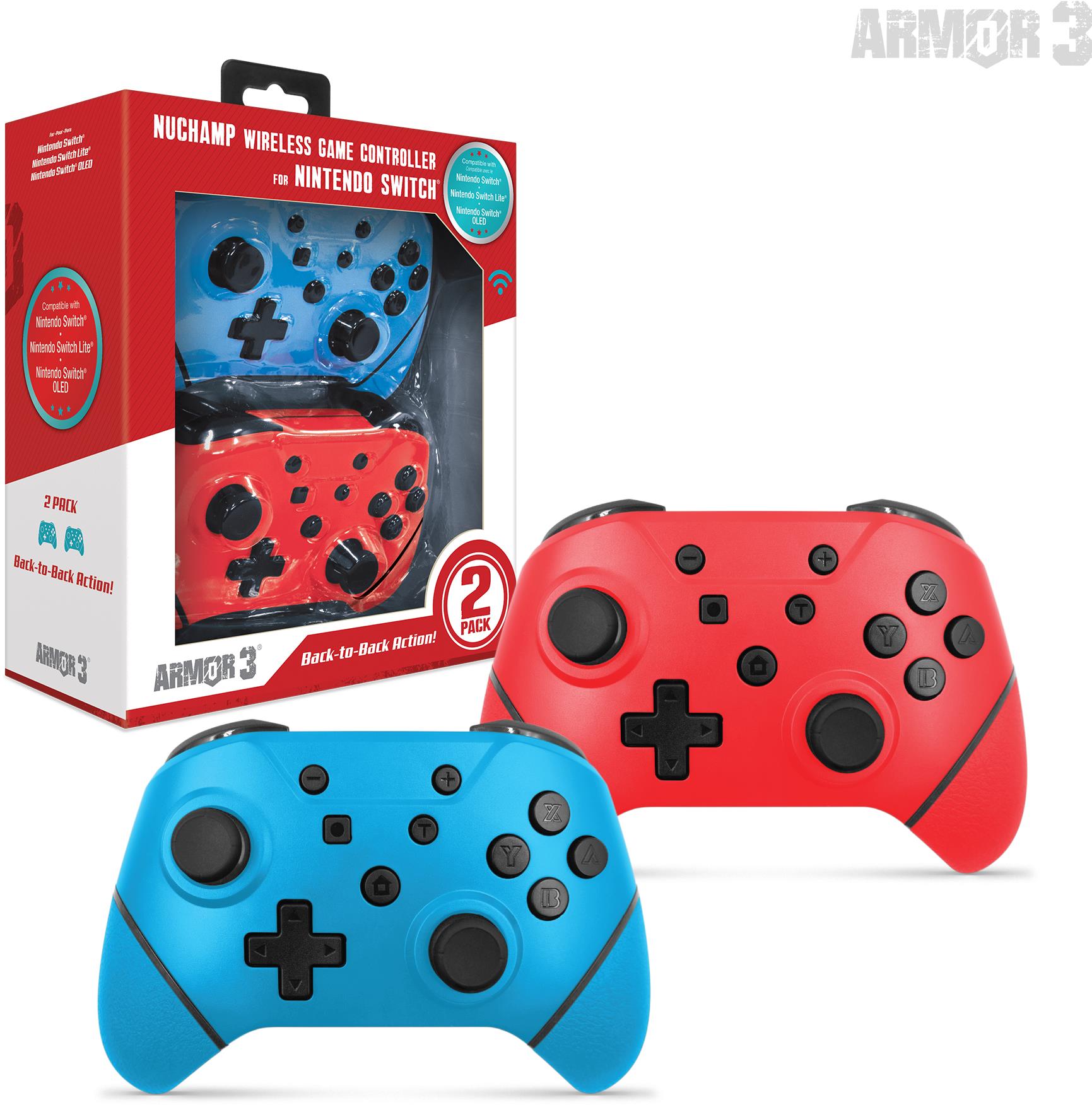 Armor3 NuChamp Wireless Controller Pack for Nintendo Switch (2in1) (Blue, Red)