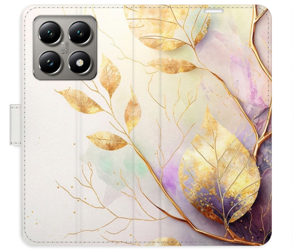 iSaprio Flip pouzdro Gold Leaves 02 pro Xiaomi 14T Pro