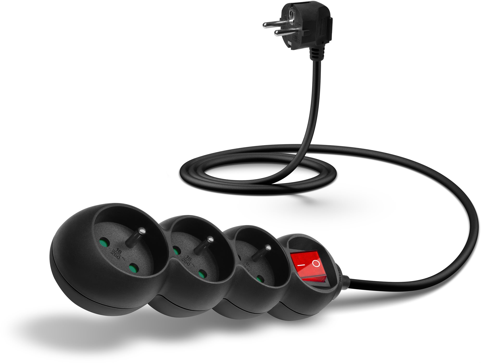 CONNECT IT prodlužovací 230V, 3 zásuvky + vypínač, 1.5m, černý