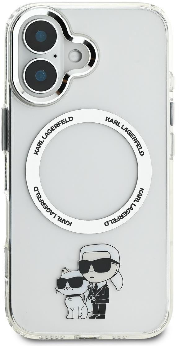 Karl Lagerfeld IML Karl and Choupette MagSafe Zadní Kryt pro iPhone 16 Plus Transparent