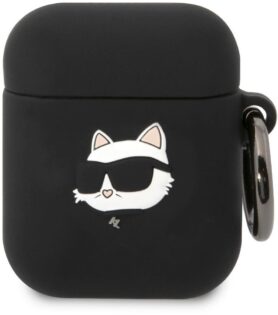 Karl Lagerfeld 3D Logo NFT Choupette Head Silikonové Pouzdro pro Airpods 1/2 Black