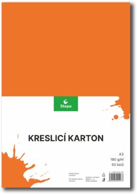 STEPA kreslicí karton A3, 50 listů, 180g/m2, oranžový
