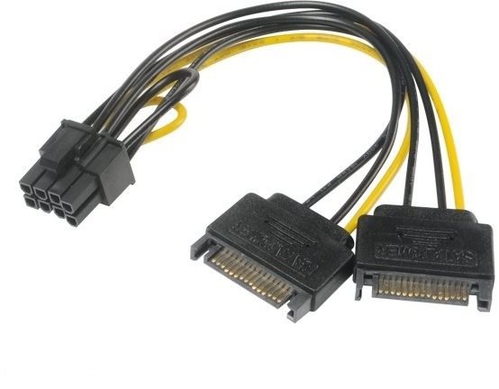 AKASA napájecí redukce 2x SATA na 6 + 2pin PCIe 2.0