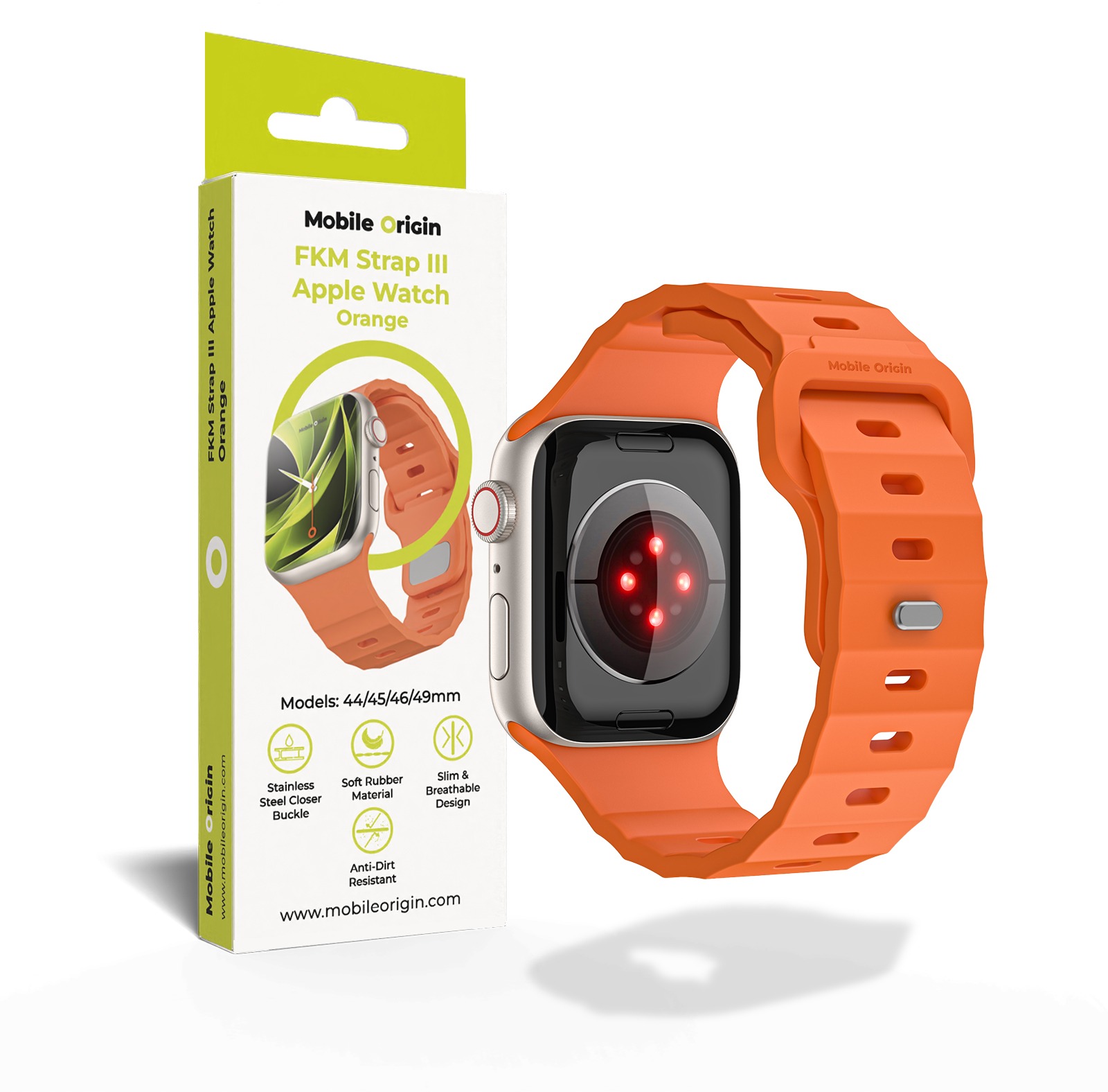 FKM Řemínek III pro Apple Watch 44 / 45 / 46 / 49 mm – Oranžový