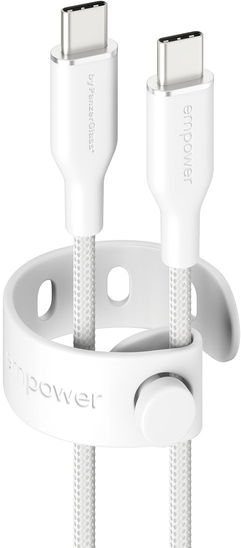 PanzerGlass Empower kabel USB-C/USB-C, 1,2 m bílý